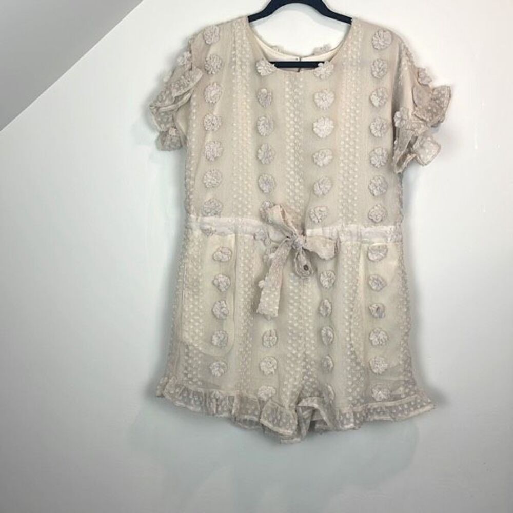 Cotton wood shanty Bluivy Floral Cream Romper Size Medium NWT
